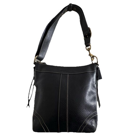 Vtg Coach Bleecker Black Pebbled Bag Purse Y2K Classic Duffle Crossbody 10398 - Picture 2 of 16